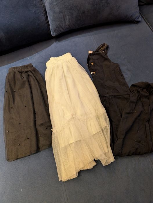 Zestaw dla dziewczynki 134 spódnica tiulowa krótka długa kombinezon