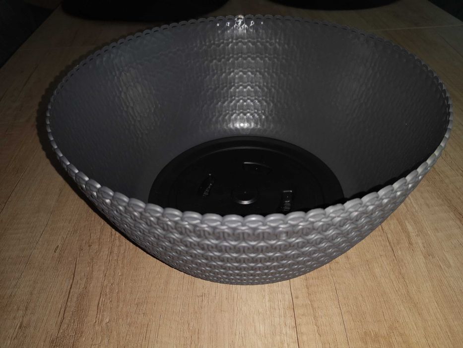 Donica plastikowa duża z wkładem drenażowym szara średnica 30 cm