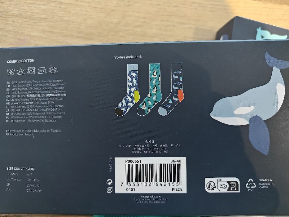 Conjunto Happy Socks – Edição Polar (3 pares) – Novo na caixa