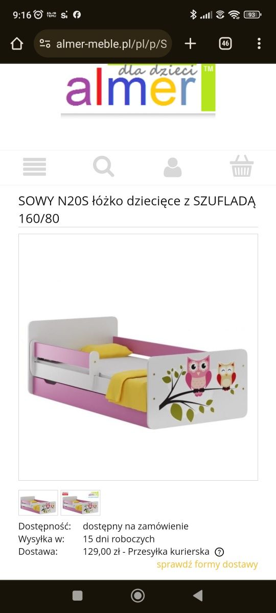Łóżko 160x80 firmy Meble Almer