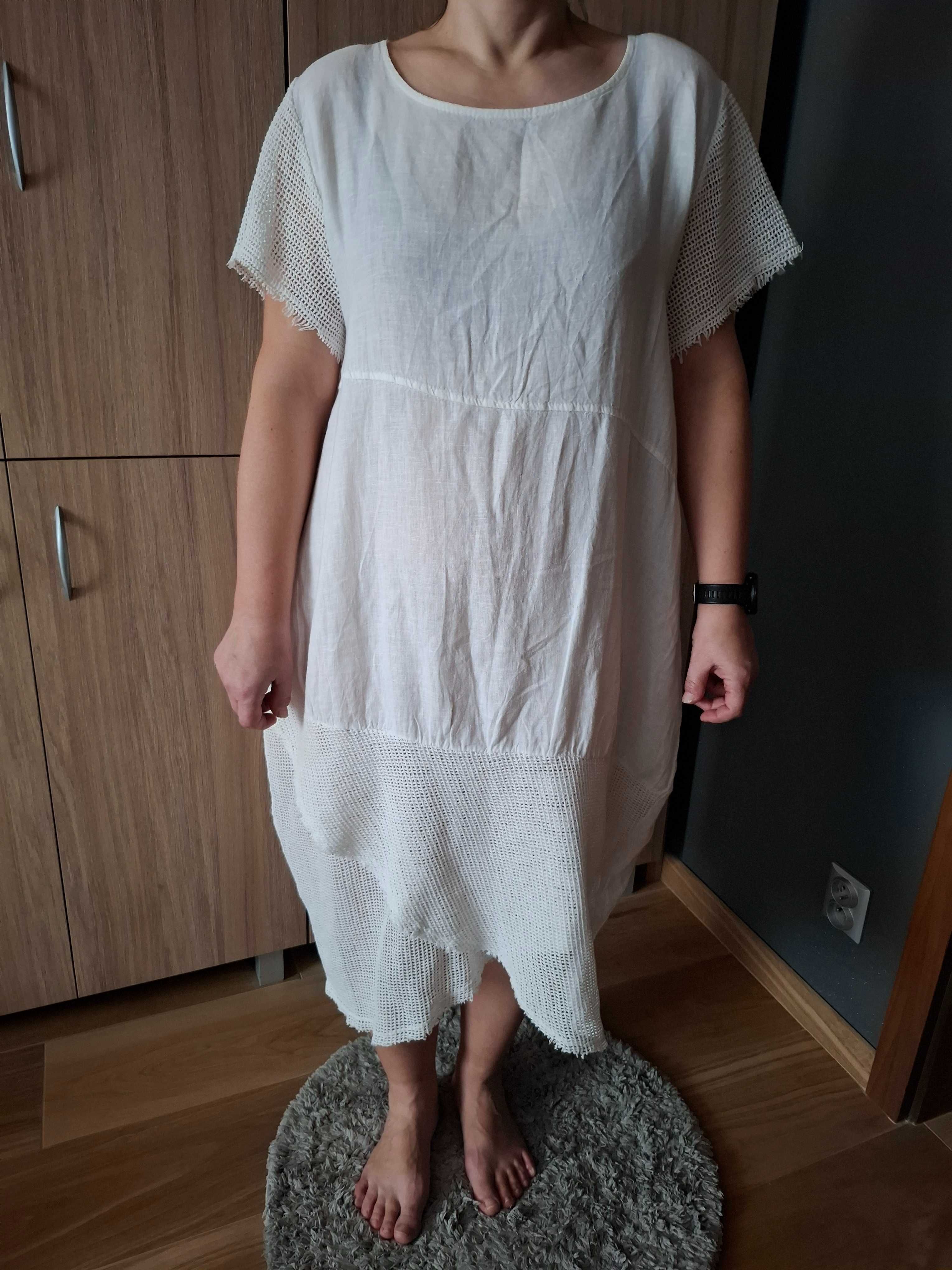 Lniana 100 % lnu letnia sukienka uni firmy Minouu Przybylska Jordanov
