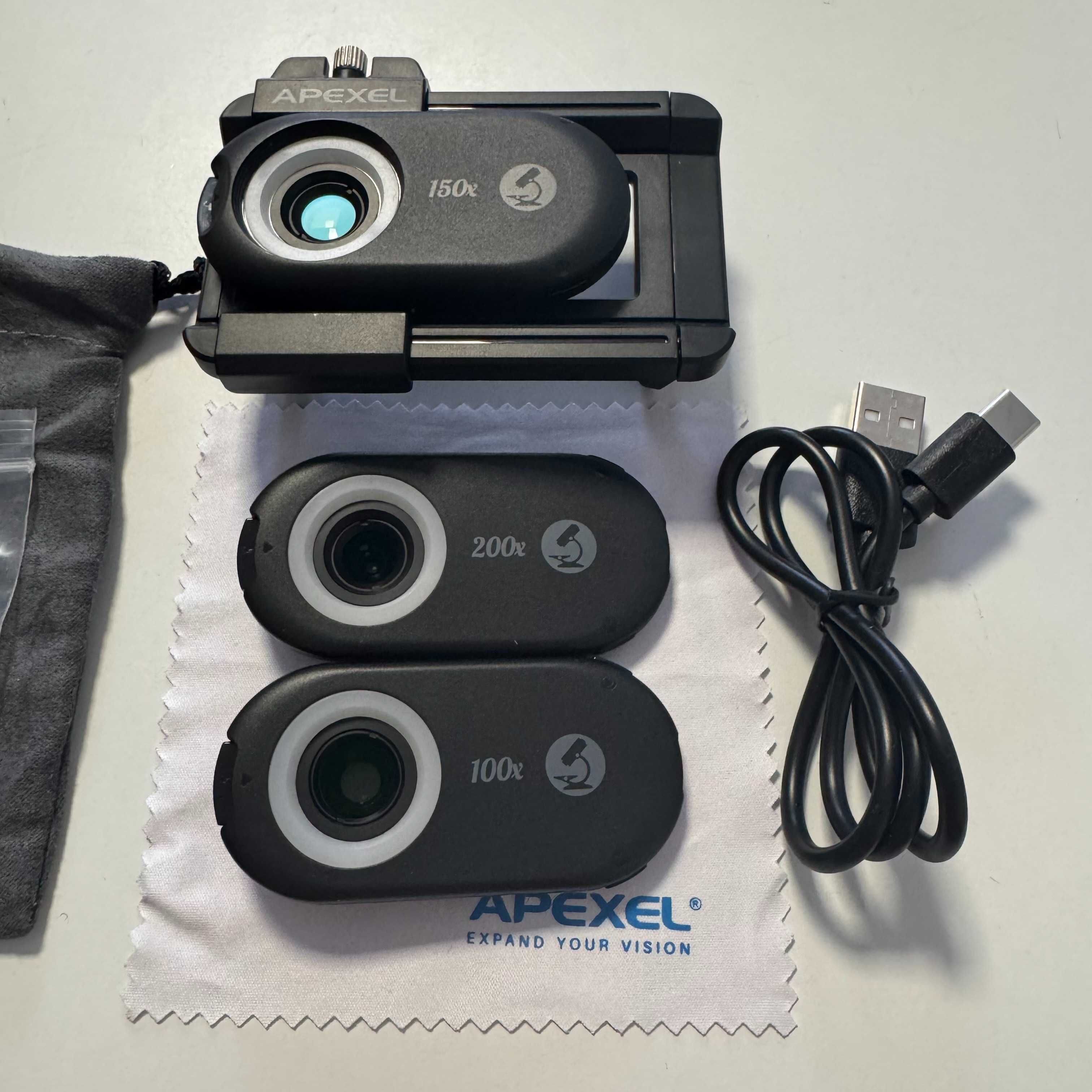 Apexel APL-MS3IN1 3x Obiektyw 200x 150x 100x Mikroskop Do Telefonu