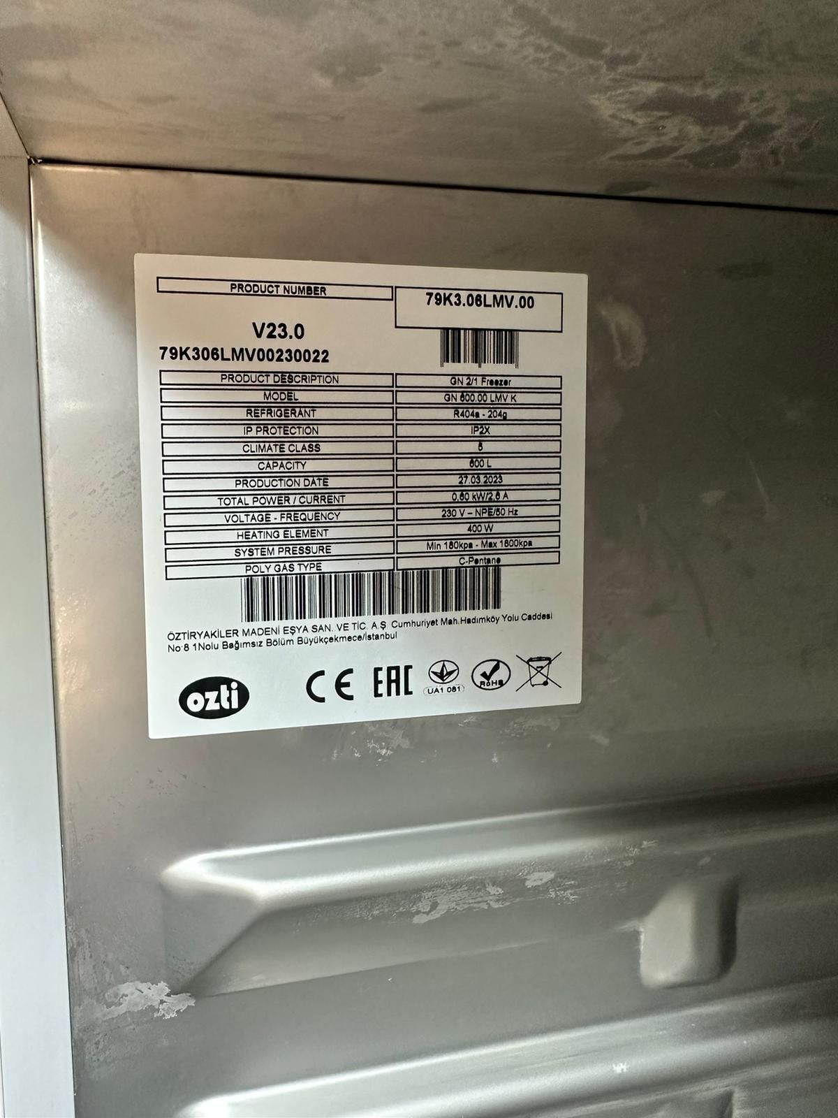 Congelador Industrial Vertical OZTI