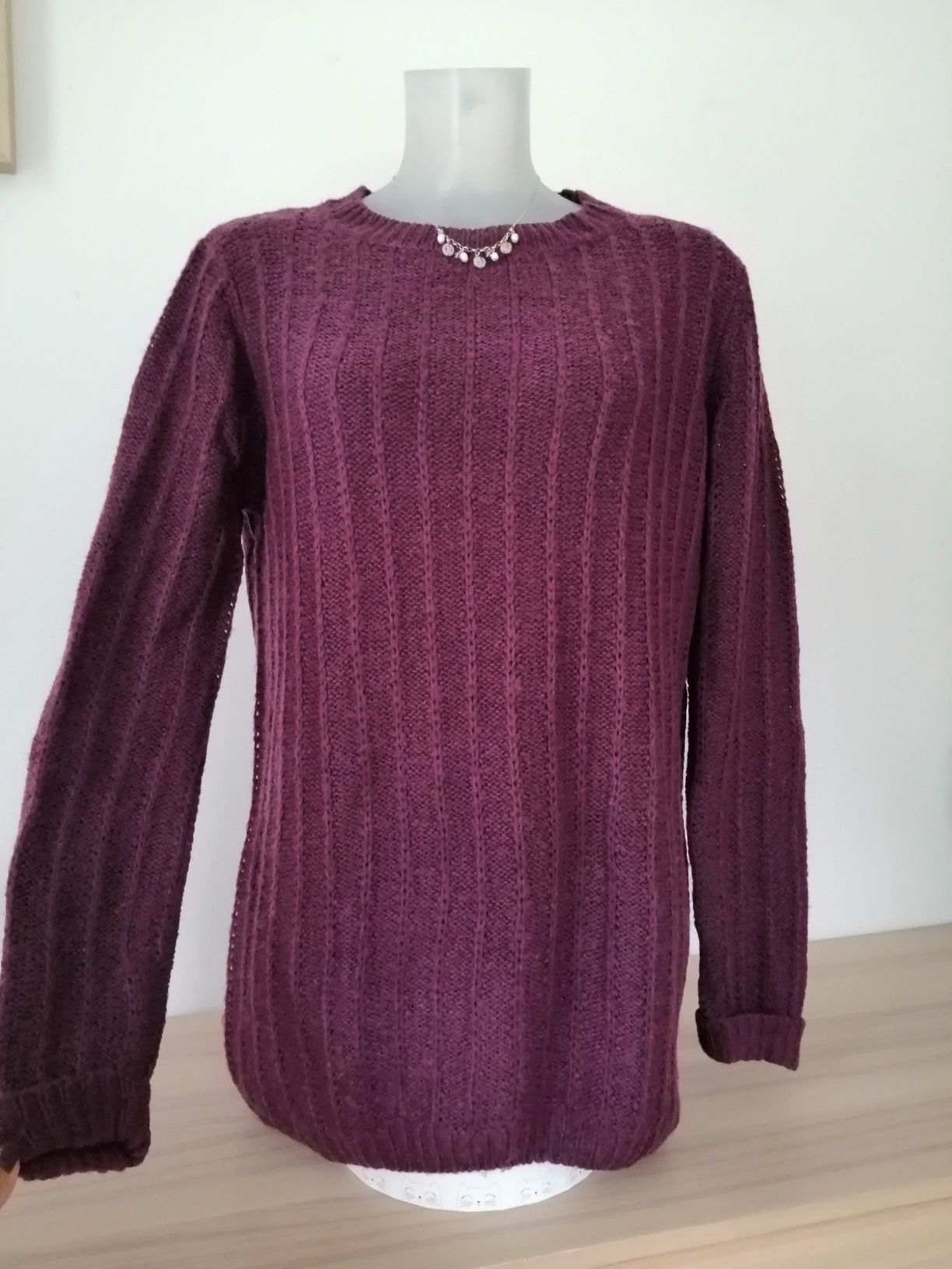 Fioletowy jagodowy sweter akryl jesień Select, rozmiar 12