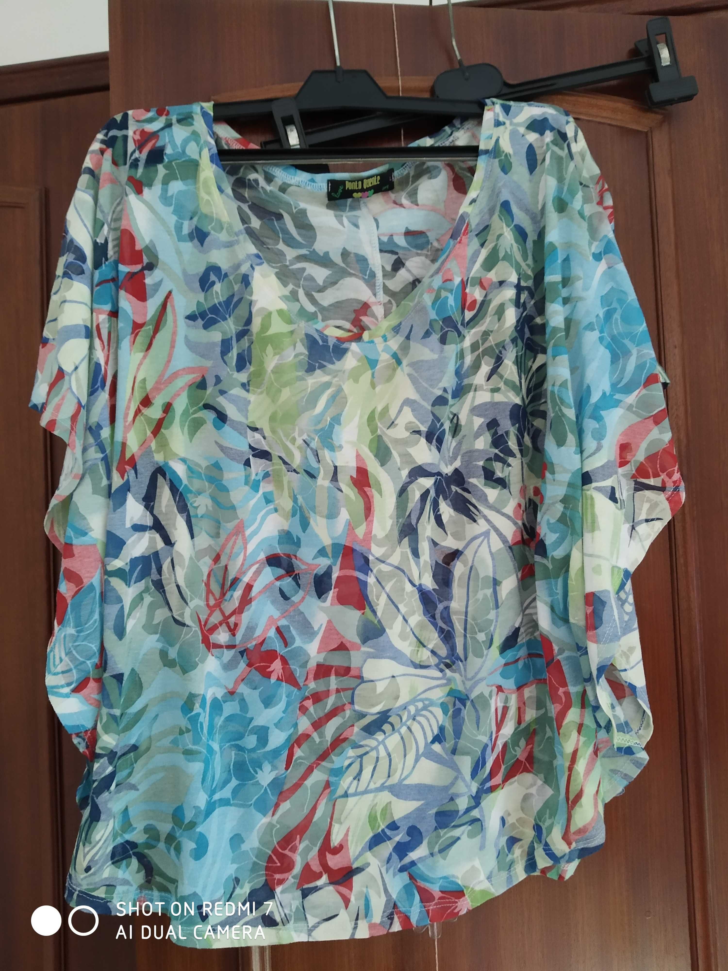 Blusa motivos floral  L - usada 1 vez - 2€ saldo