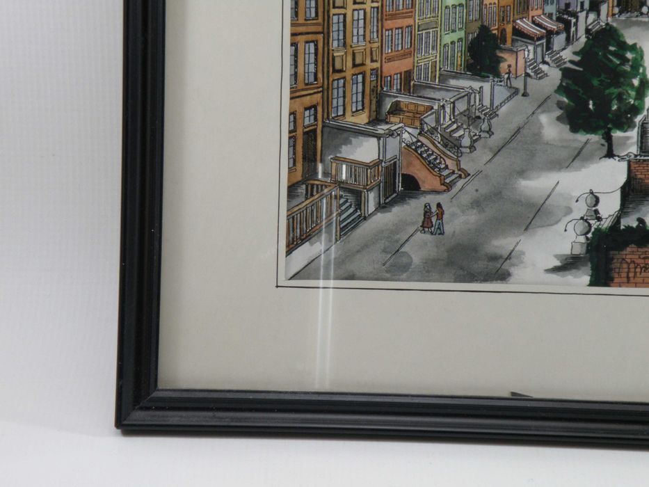 Obraz rysunek tusz + akwarela Gdańsk '96