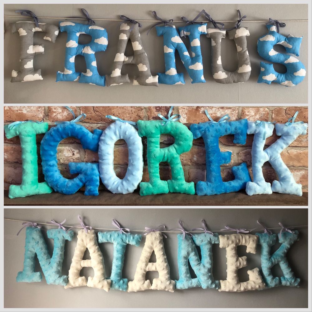 Imię dziecka dekoracja pokoju szyte literki handmade