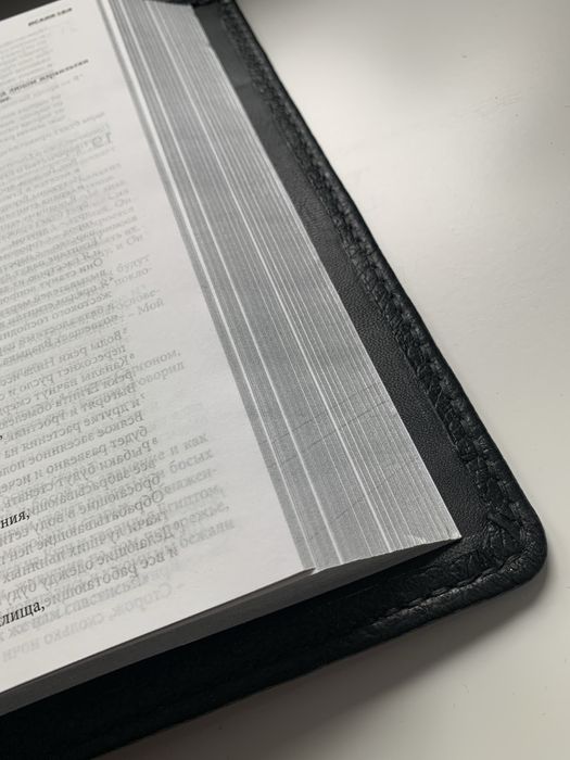 Библия на русском. Совр. пер. Кожа. Серебряный срез. Размер 15,5х23cm