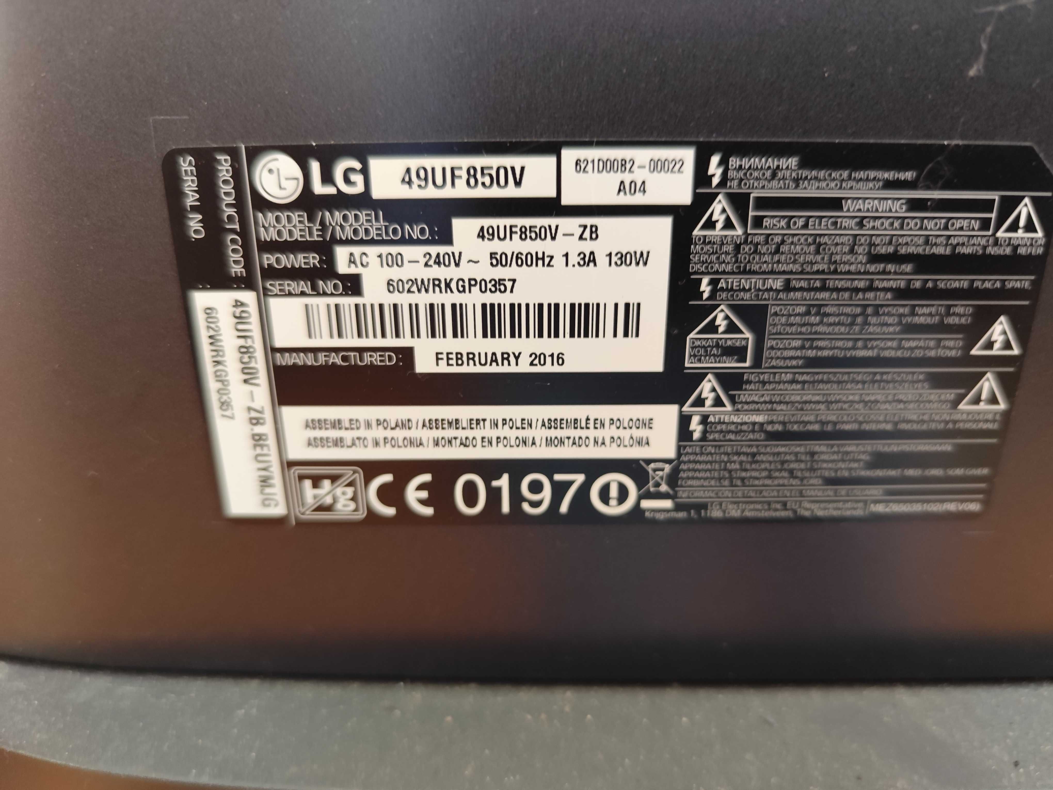 TV LCD LG 49UF850V AVARIADA