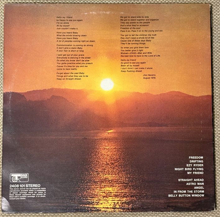 Jimi Hendrix – The Cry of Love британський вініл 1971 року