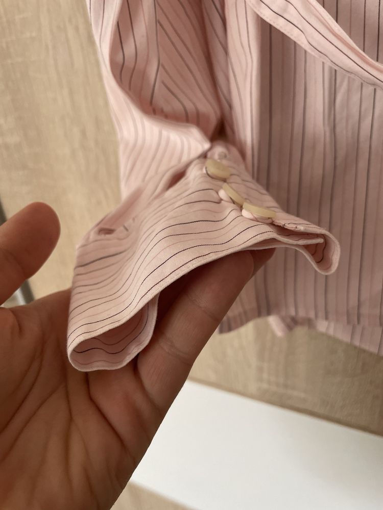 Koszula Calvin Klein Jeans L logowana paski pudrowy róż elegancka