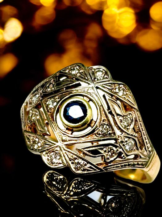 Wyjątkowy pierścionek z Brylantami i Szafirem p.585 /4,33