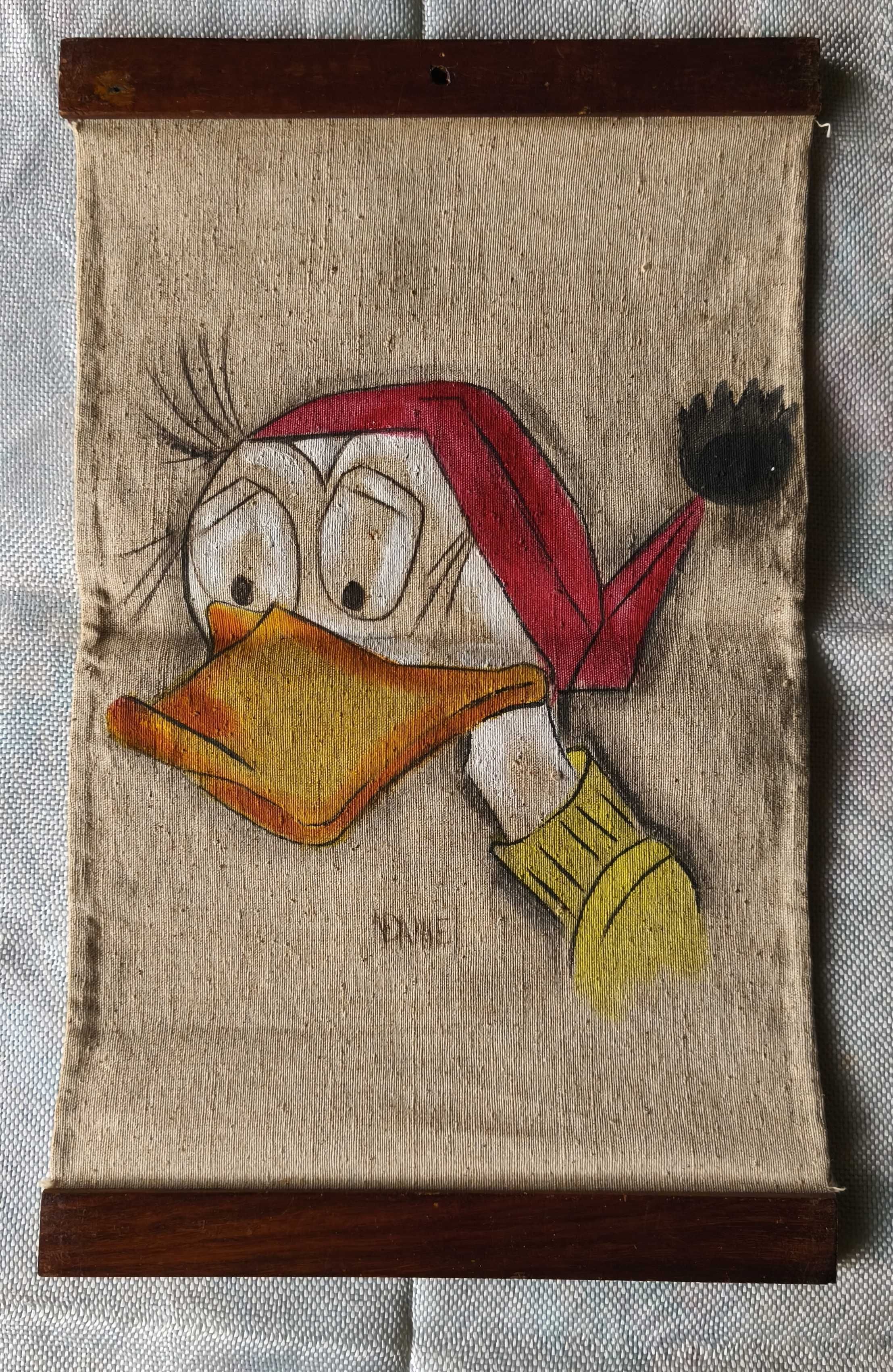 Quadro antigo em linho - Pintura Disney