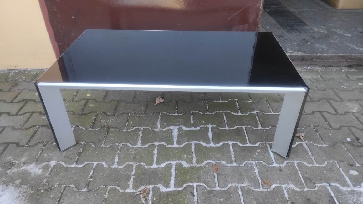 Stół aluminium z czarną szybą 120x70