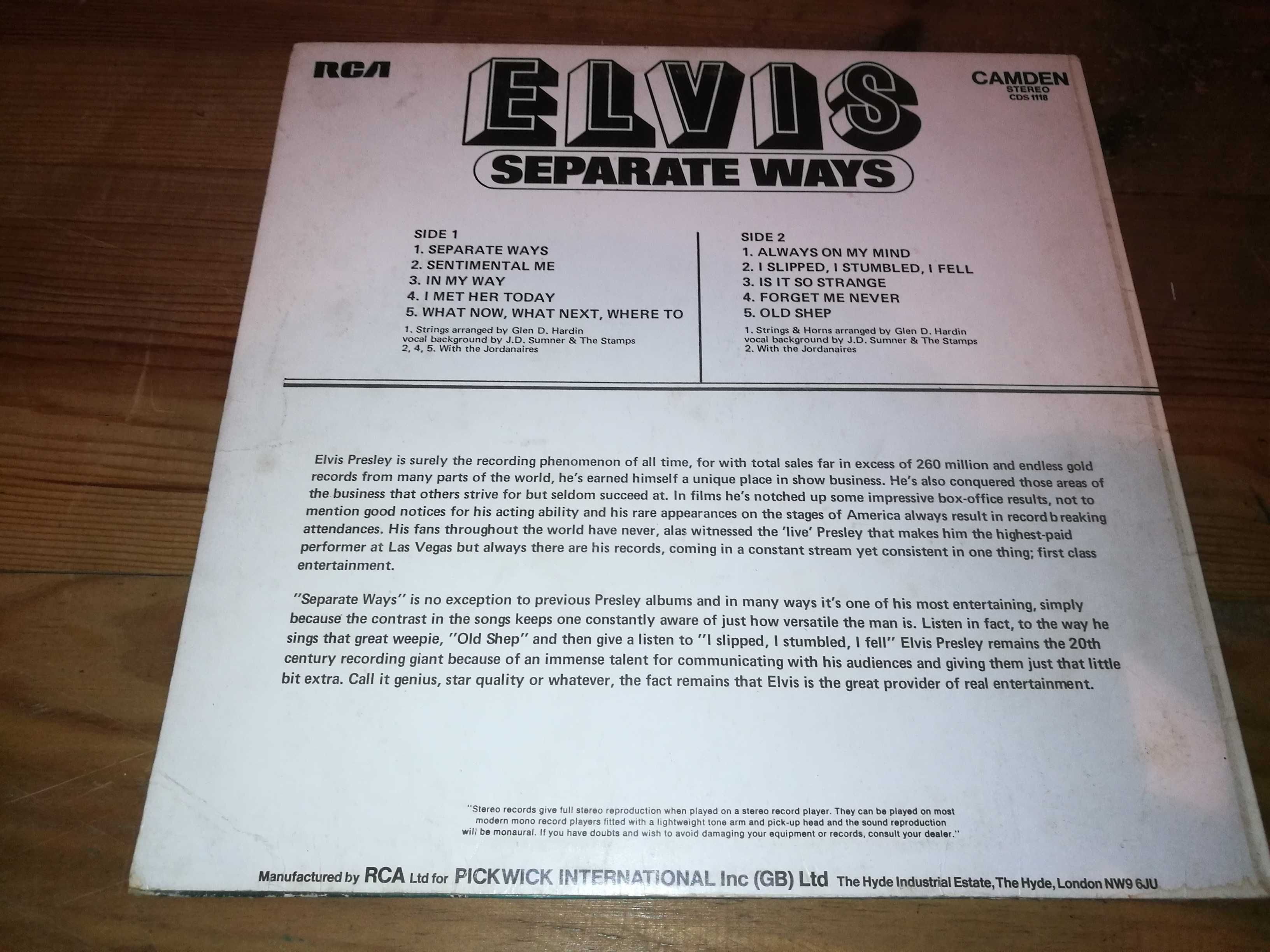 ELVIS   PRESLEY - Separate Ways  LP