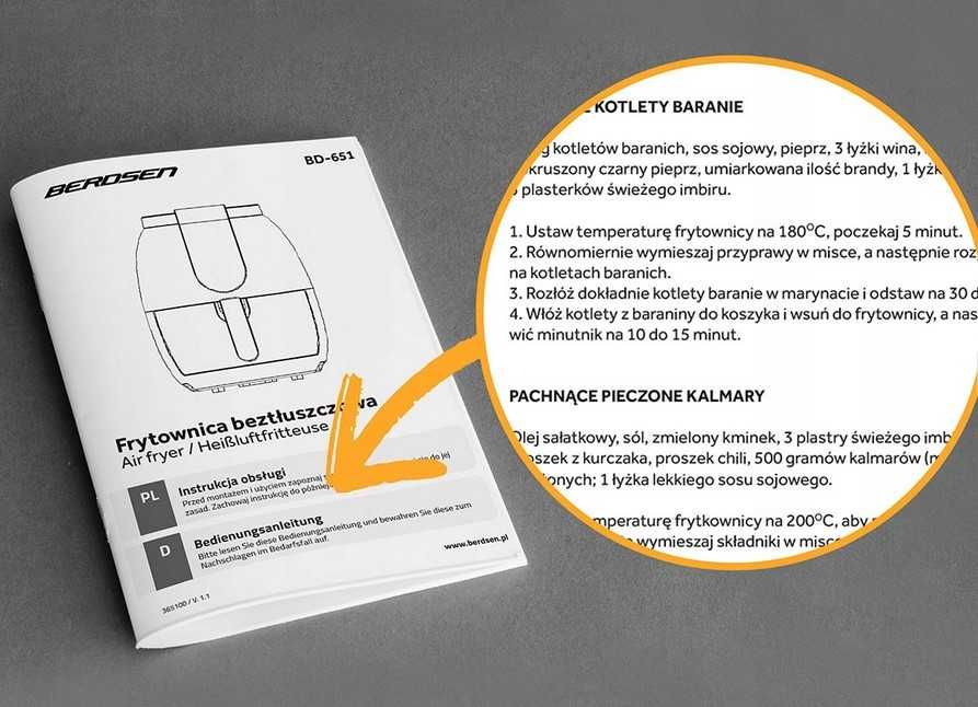 ZDROWE FRYTKI Frytkownica beztłuszczowa Berdsen 3.6L Nowa Gwarancja!