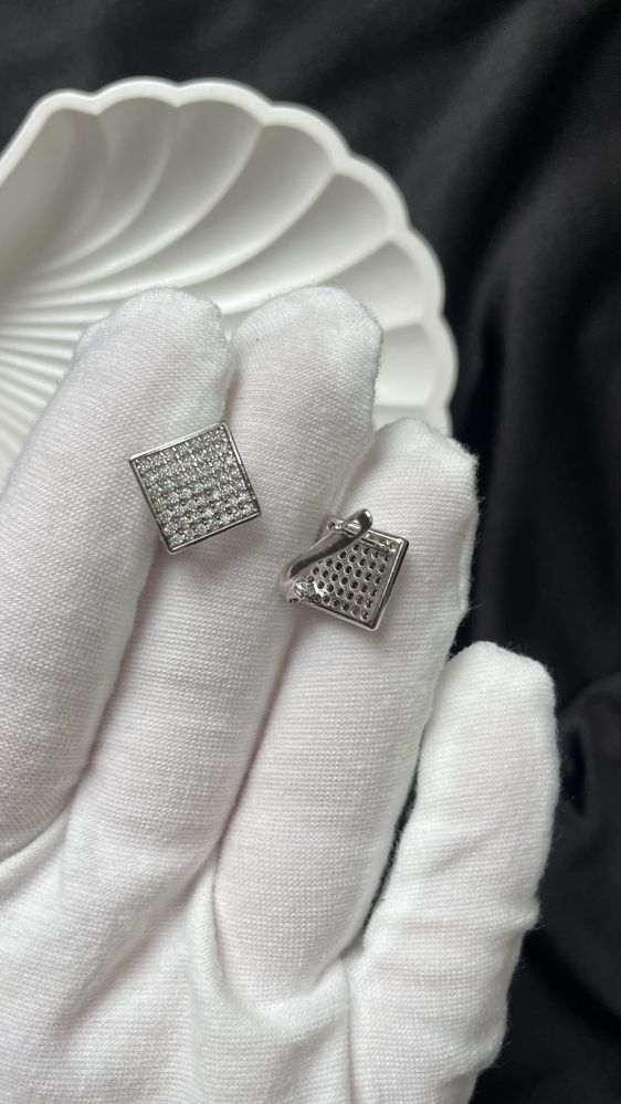 Сережки Xuping ромби з медичного золота родій