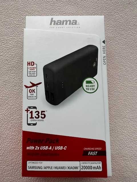 Зовнішній акумулятор (Power Bank) 20000 mAh HAMA Supreme 20HD