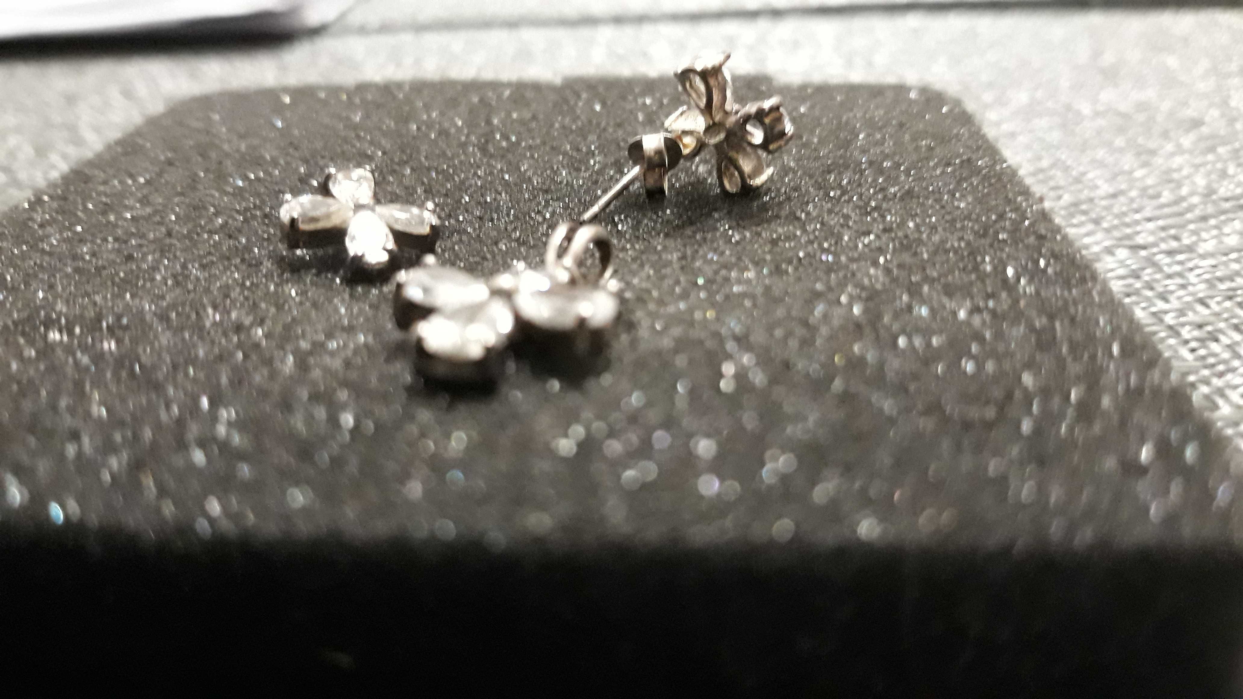 Komplet biżuterii srebrnej kolczyki z zawieszka