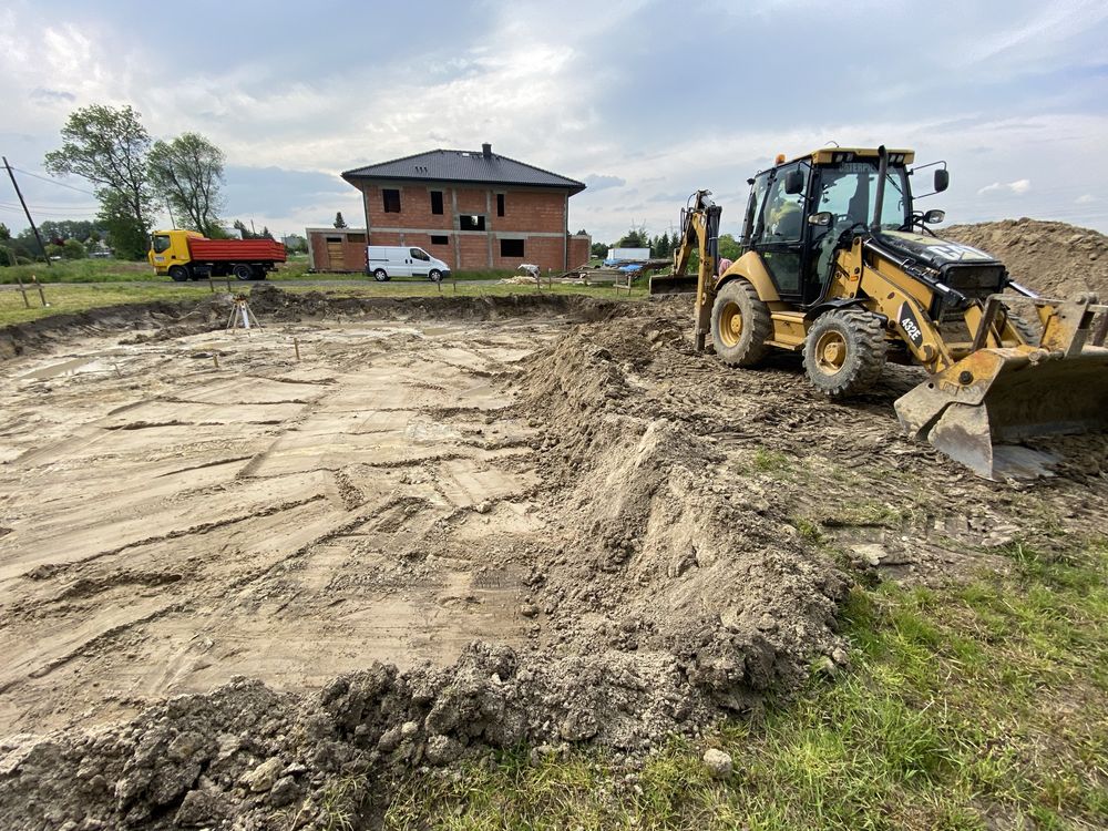 Usługi koparko-ładowarką, wykopy, fundamenty, transport ziemi