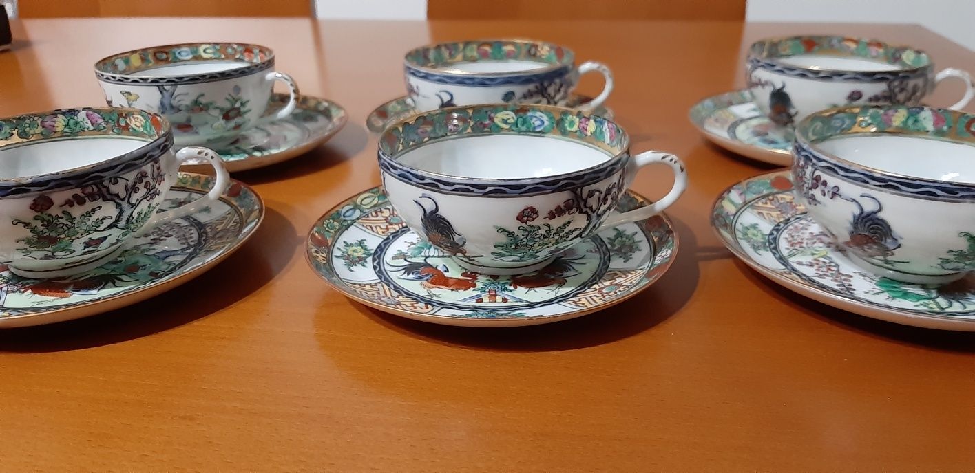 Chávenas de chá porcelana Macau galos