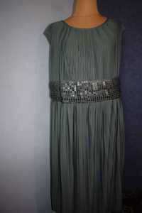 H & M Piękna sukienka długa plisowana z cekinami prawie nowa_48/50
