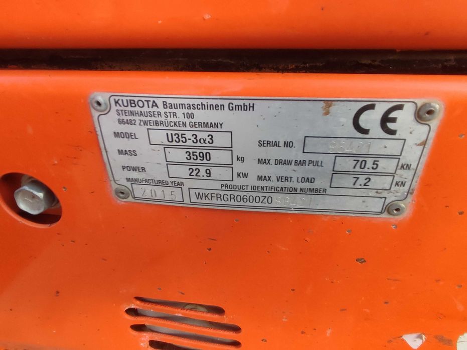 Minikoparka KUBOTA U35-3A3 2015r