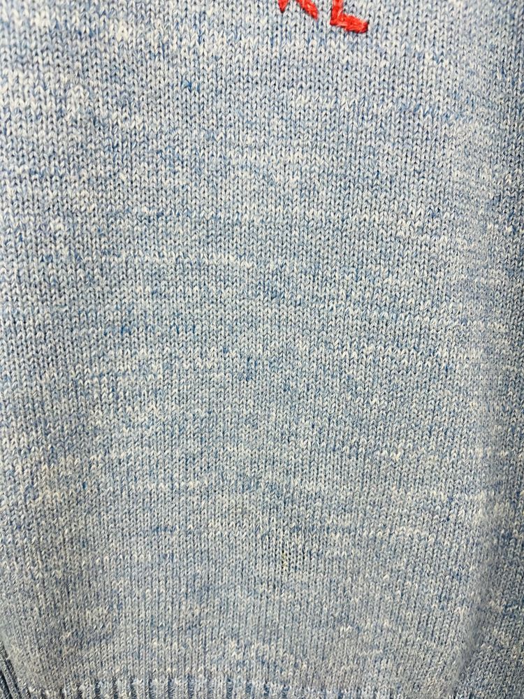 Niebieski sweter męski Polo Ralph Lauren z flagą rozmiar L fit swetr