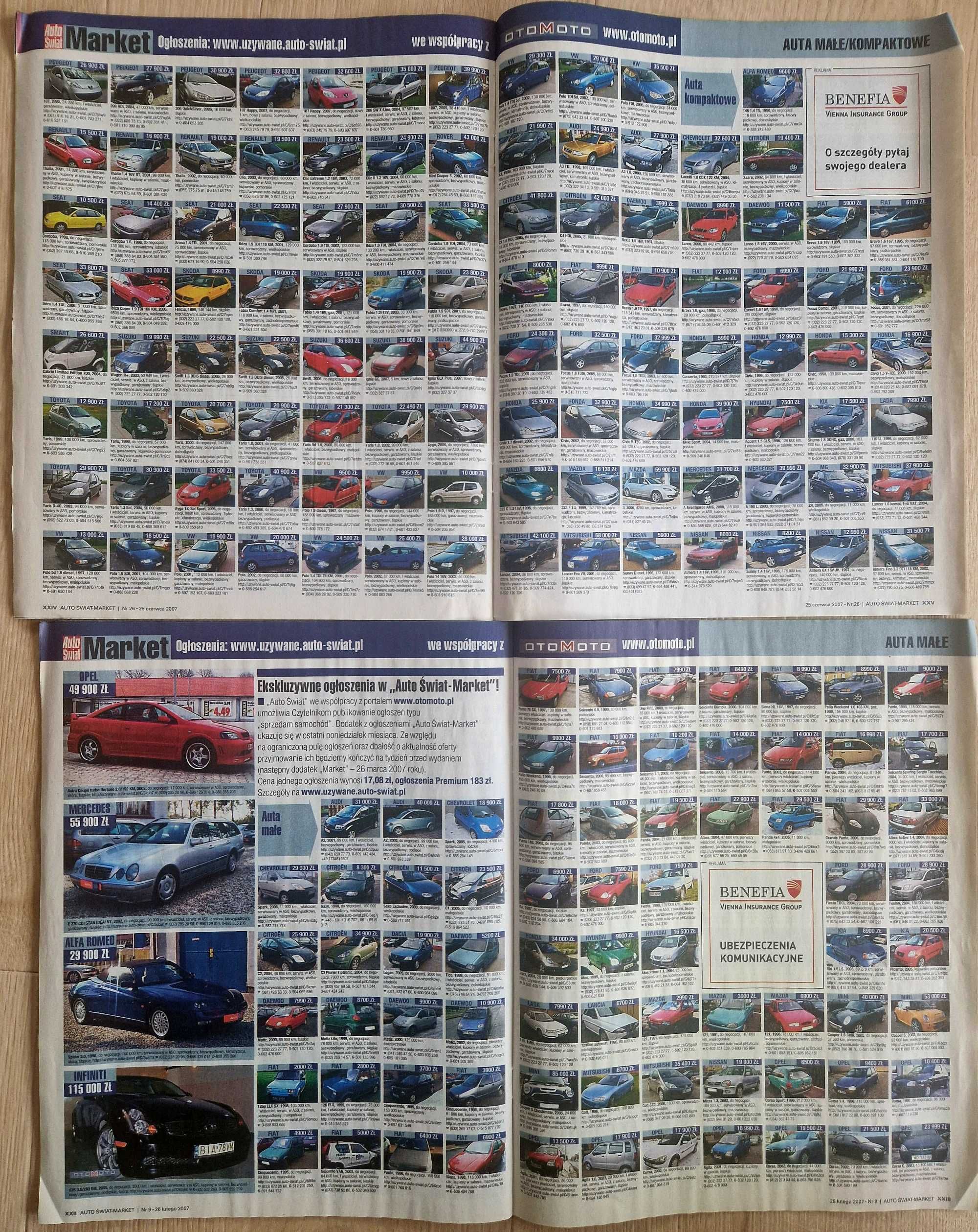 Auto świat MARKET 2007 ogłoszenia 2x600 aut archiwalne wydanie motoryz