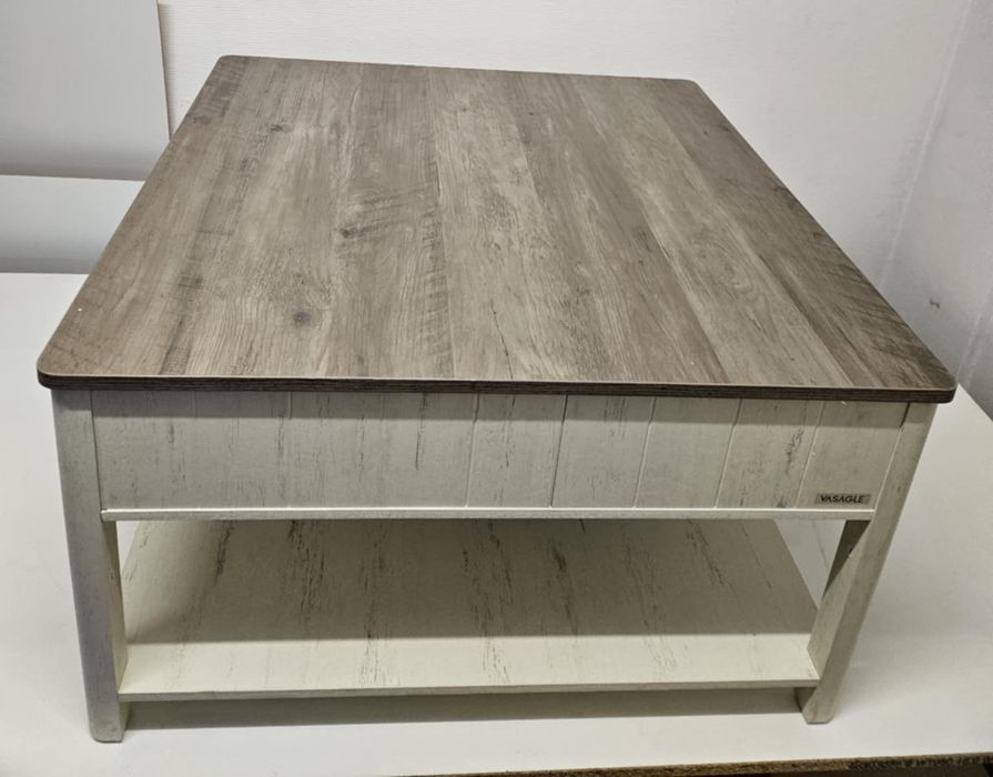 Stolik kawowy ława 2 szuflady półka 80 x 80 x 45cm. Złożony