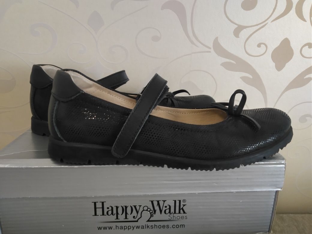 кожаные туфли  на липучке " Happy  Walk" ,р 34