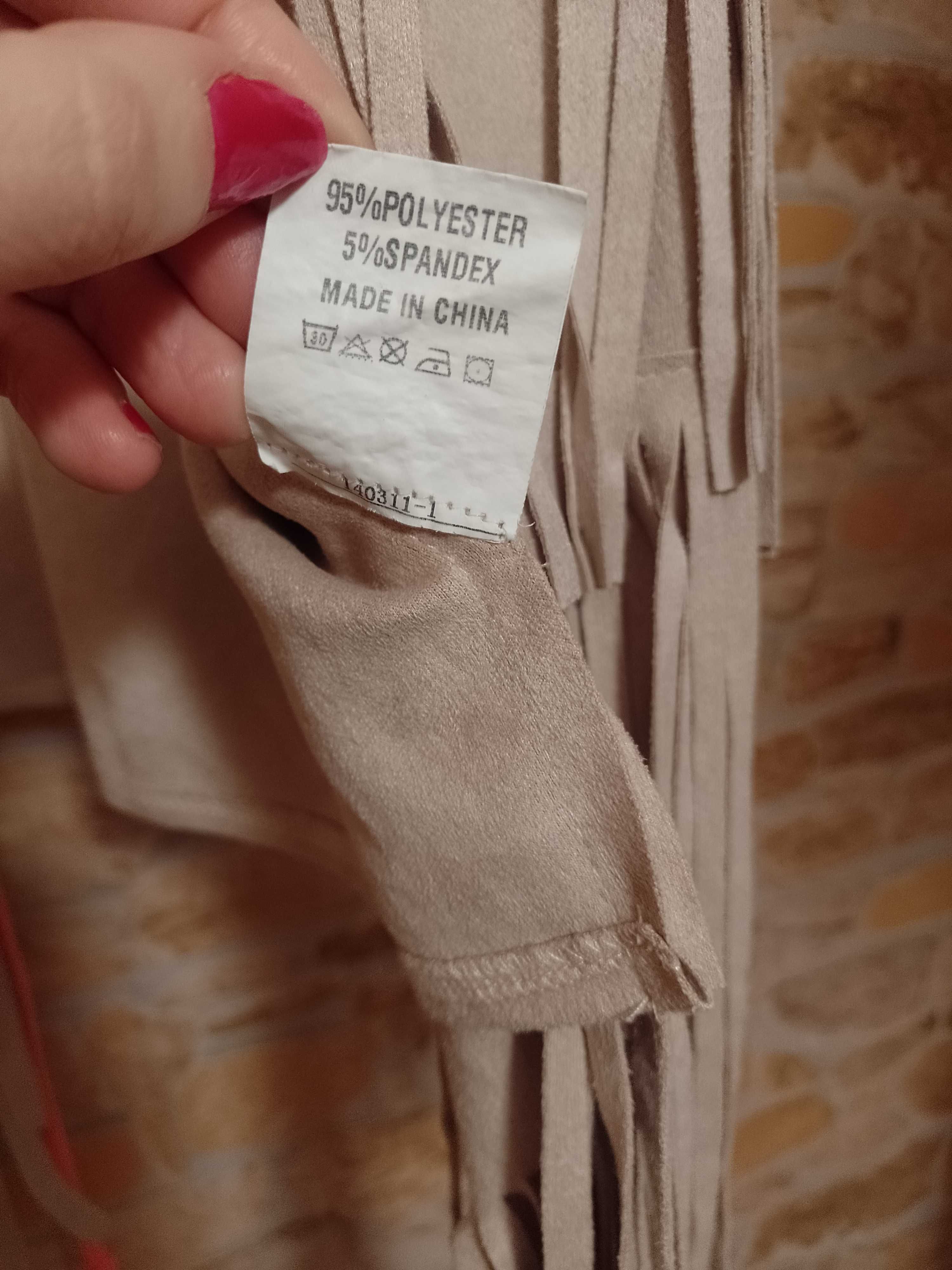 (38/40) (M/L) Bogato zdobiona frędzlami Kamizelka kowbojska z Londynu