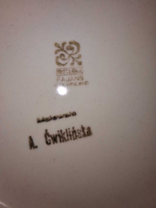 Zestaw 6 ręcznie malowanych talerzy Włocławek Fajans
