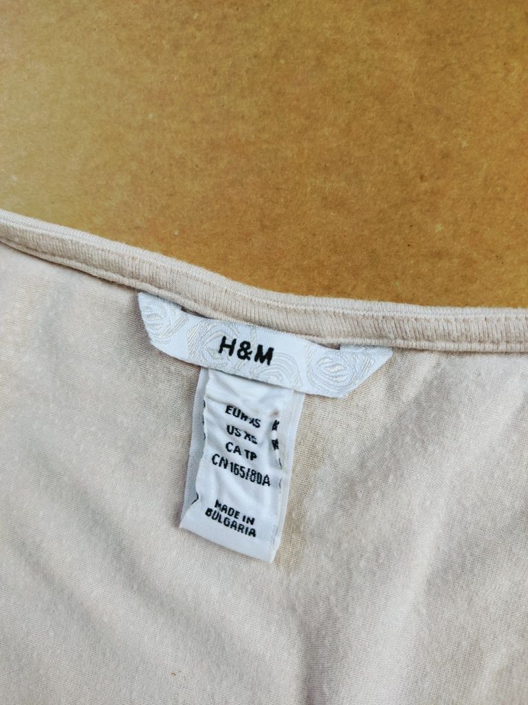 Beżowa bluzka z zakładkami H&M XS