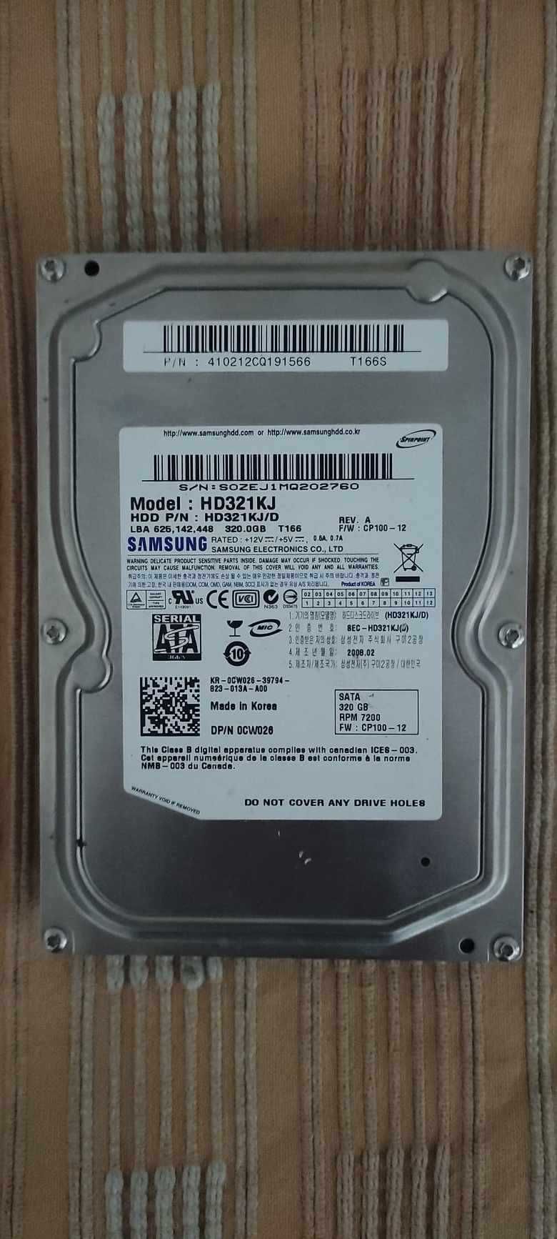 Samsung HDD 320GB 7200RPM 8MB SATA2 3.5" Hard Drive