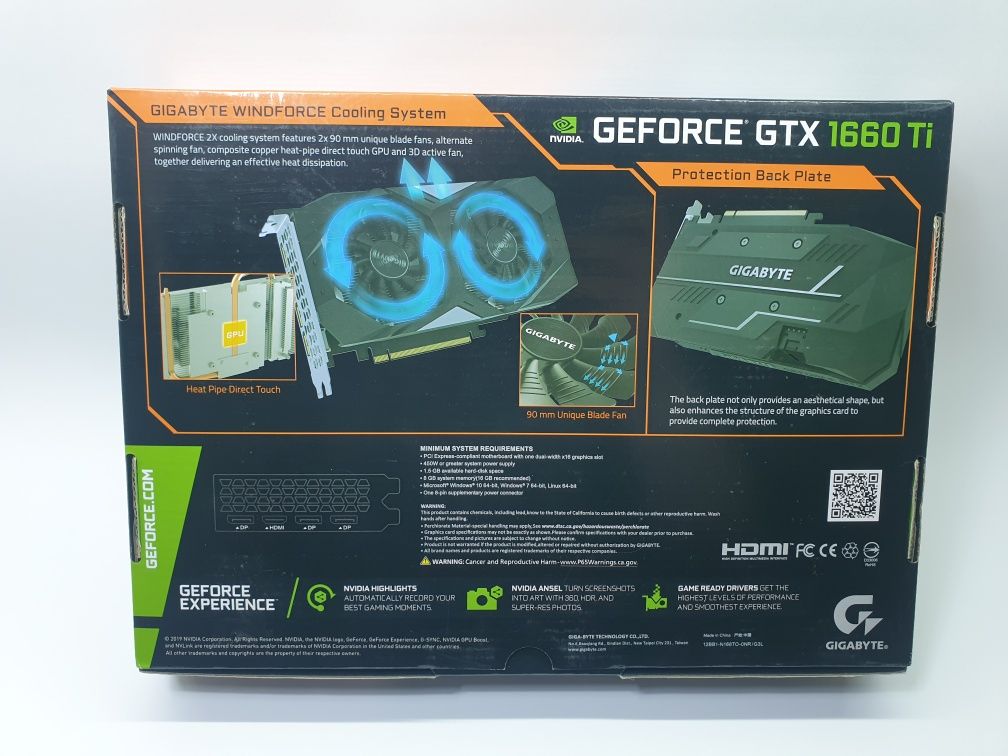 Видеокарта Gigabyte GEFORCE GTX 1660ti 6GB