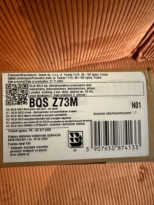 Bateria Deante BQS_Z73M Złoty Mosiądz
