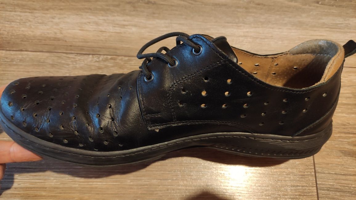 Męskie półbuty skórzane polska firma buty eleganckie wizytowe na lato