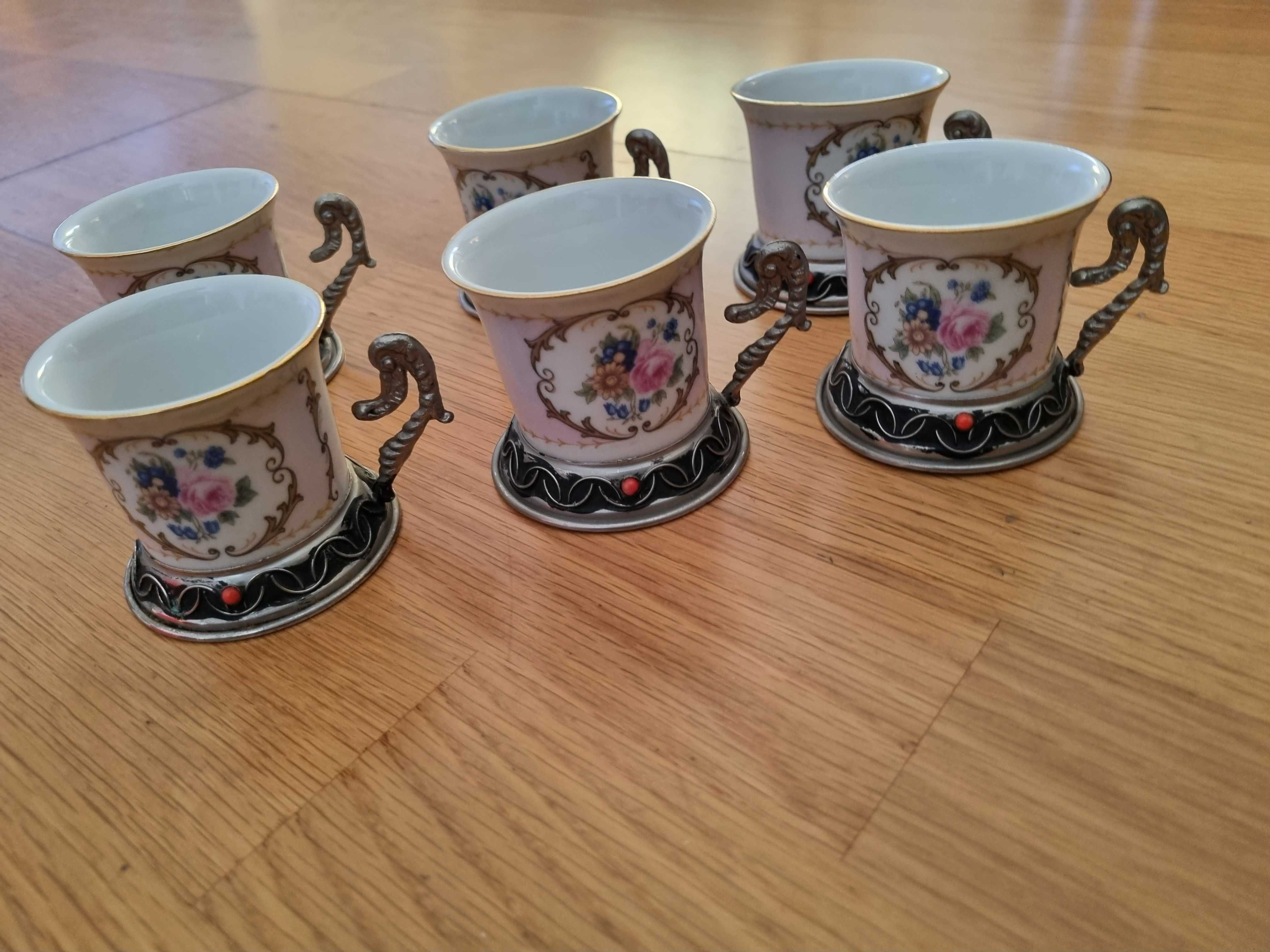 Porcelanas Vizavi Conjunto 6 chávenas com suportes