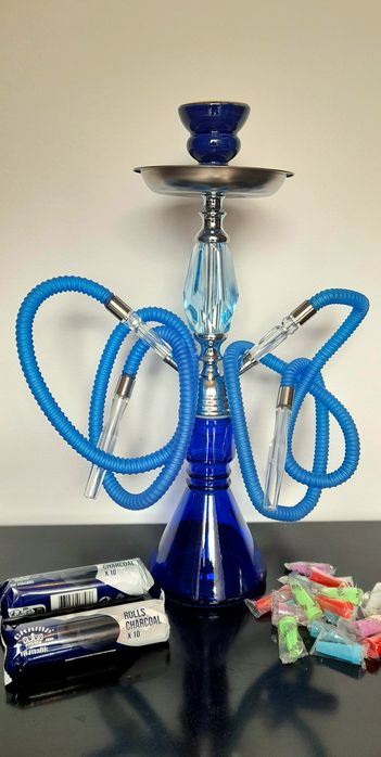 Shisha 45cm. 2 mang.ueiras (+ 20 carvão + boquilhas • PACK TOP•)