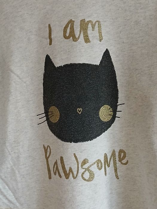 Bluzeczka  z długim rękawem  z przodu z kotem na 7 lat