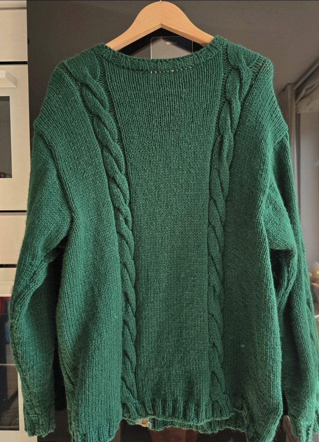 Sweter wełniany handmade plus size dziergany kardigan