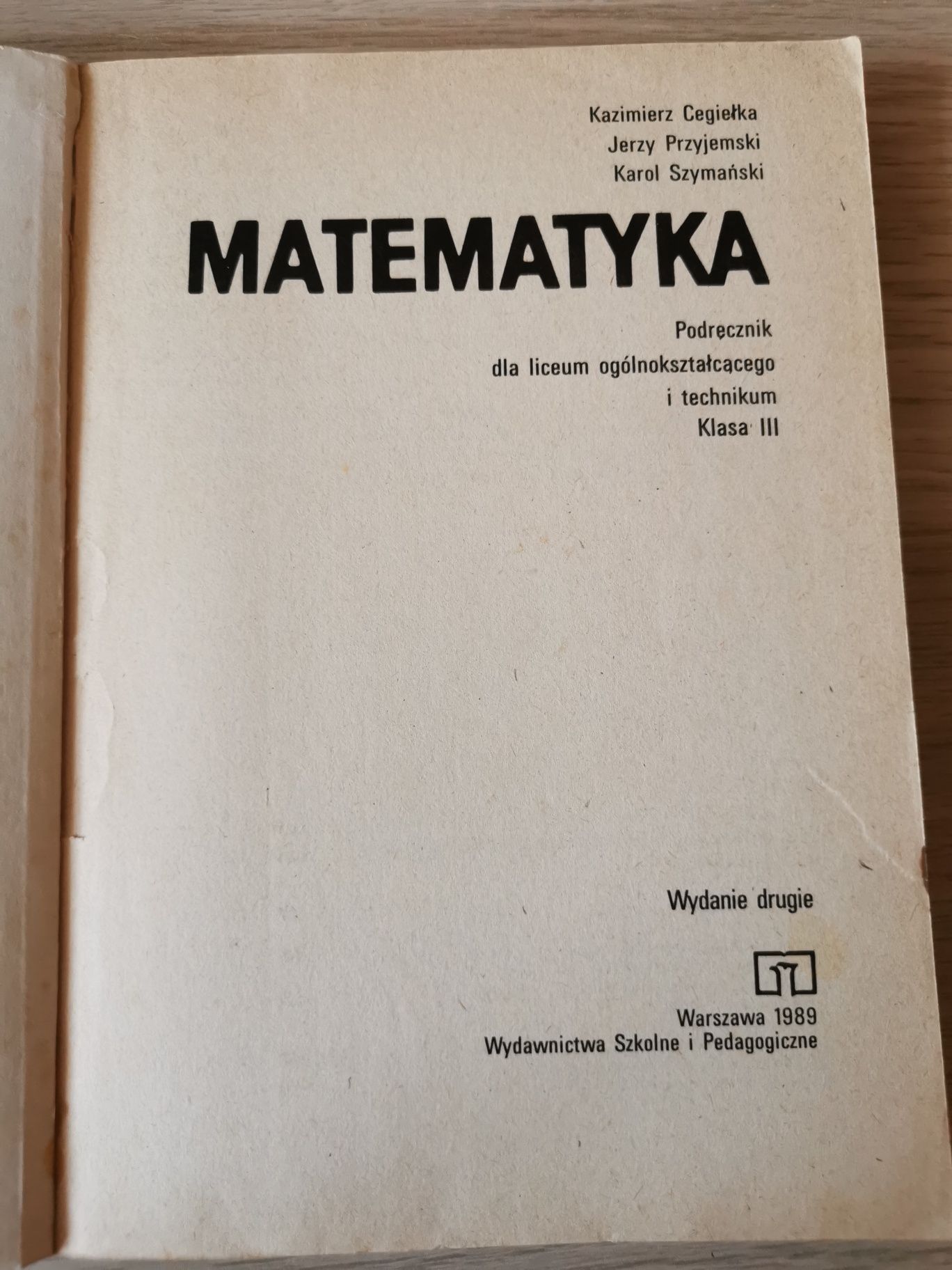 Podręcznik do klas III liceum technikum WSiP 1989