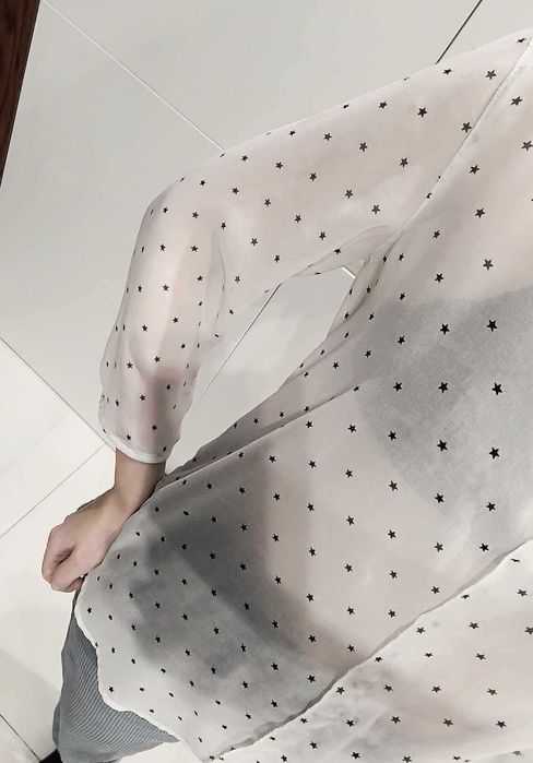 Koszula biała mgiełka Zara w gwiazdki