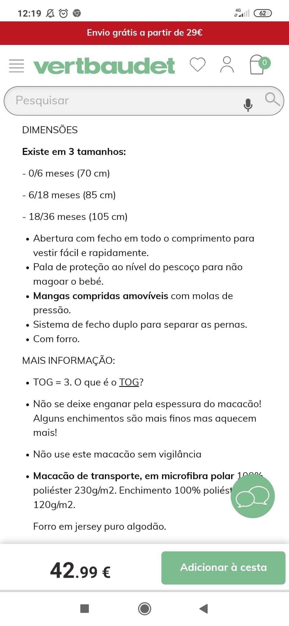 1 Saco de dormir + 1 macacão de transporte Verbaudet polares  18-38 M