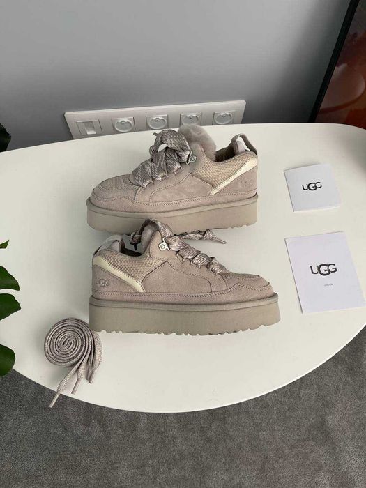 Женские ботинки UGG Lowmel Sneaker Platform Grey 36-41 Натур Замша!