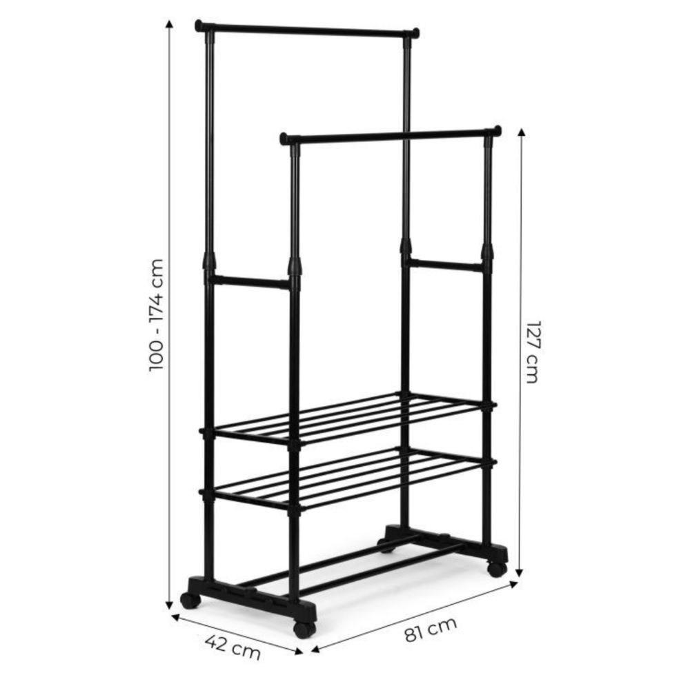 Uniwersalny Wieszak Na Ubrania Z Kółkami Stojący Regulowany *okazja*