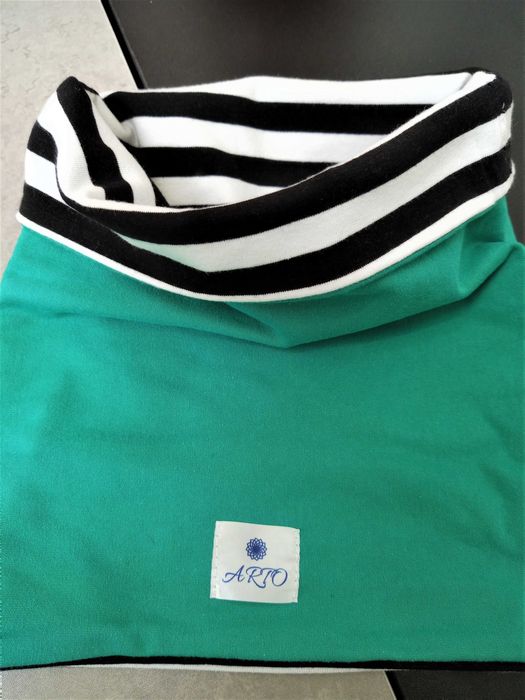 Komin szalik unisex zielony paski dwustronny 47