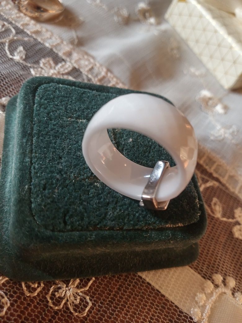 Pierścionek srebro 925 z porcelaną  retro