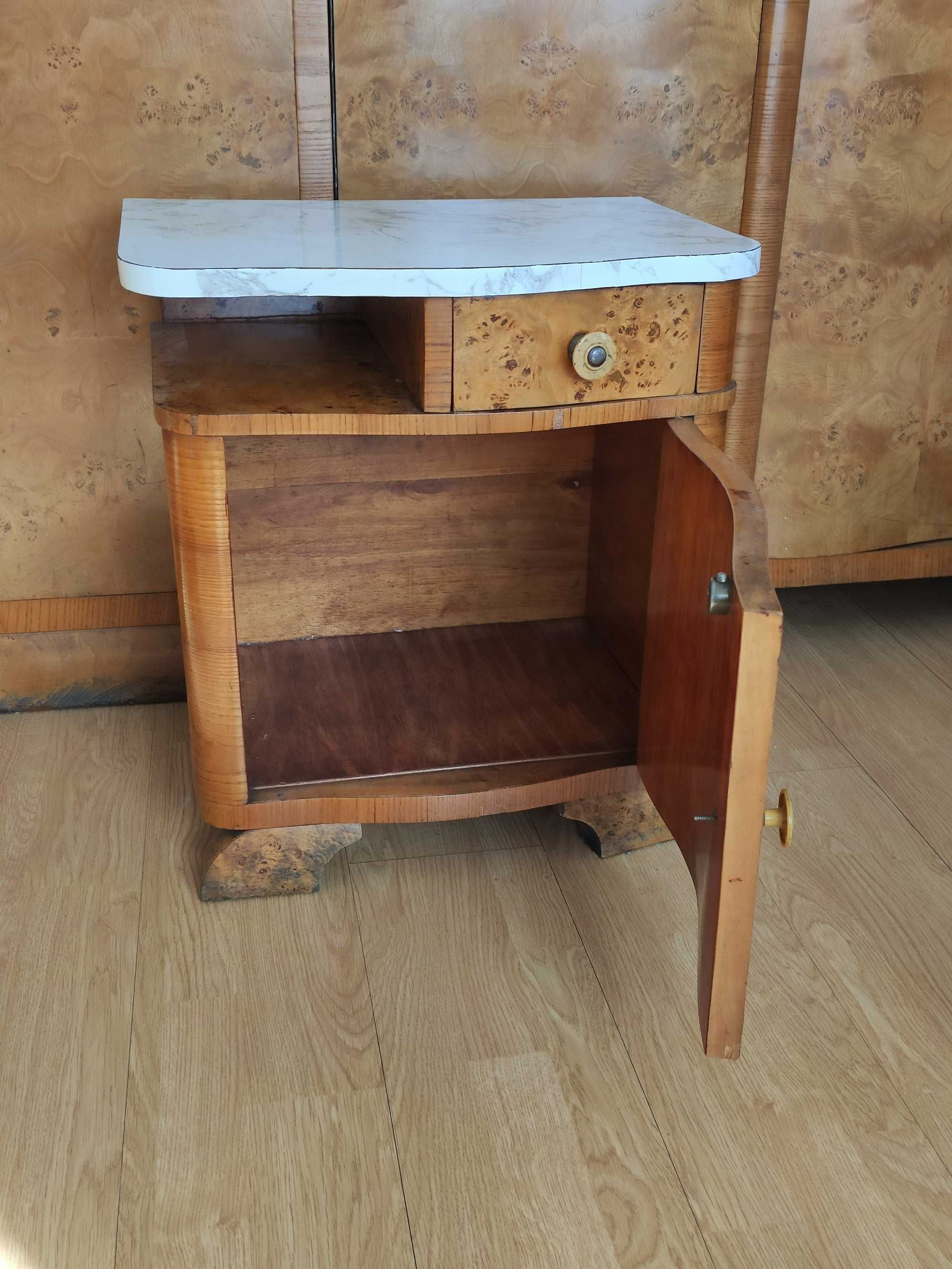 Szafka stolik nocna retro PRL fornir stara Art Deco
